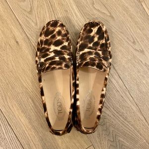 TOD’S Calf Hair Animal Print Loafers